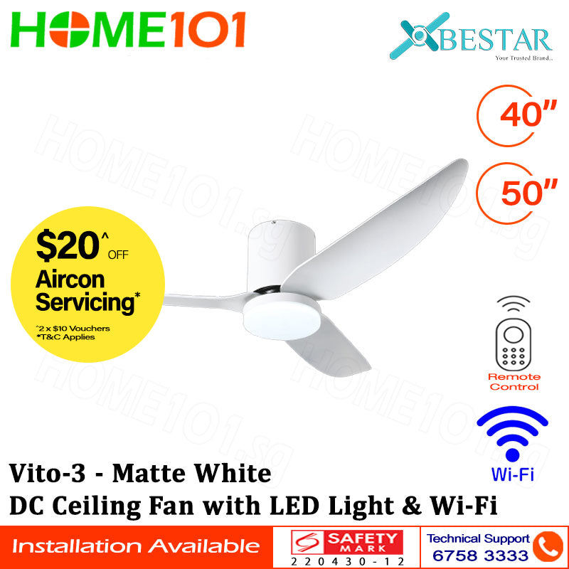 Bestar DC Ceiling Fan with LED Light & Wi-Fi 40"/50" Vito-3