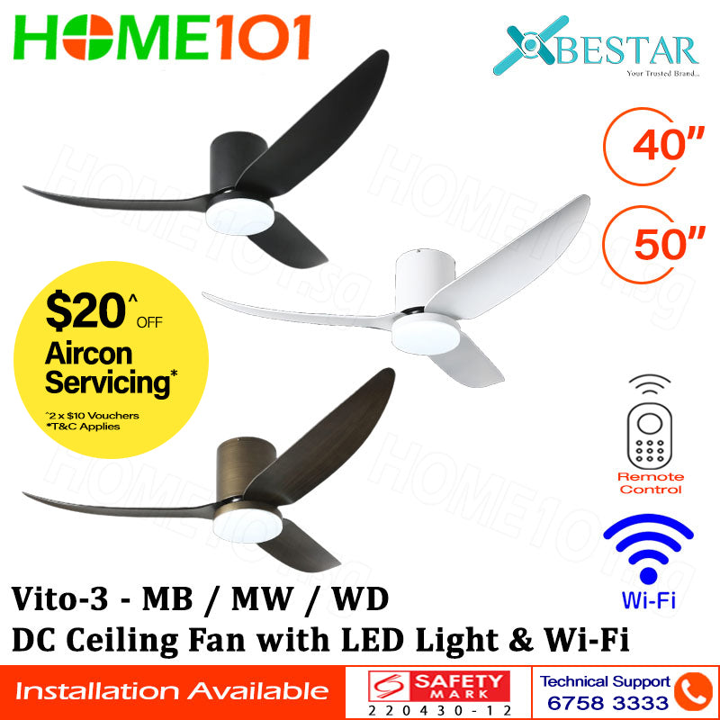 Bestar DC Ceiling Fan with LED Light & Wi-Fi 40"/50" Vito-3