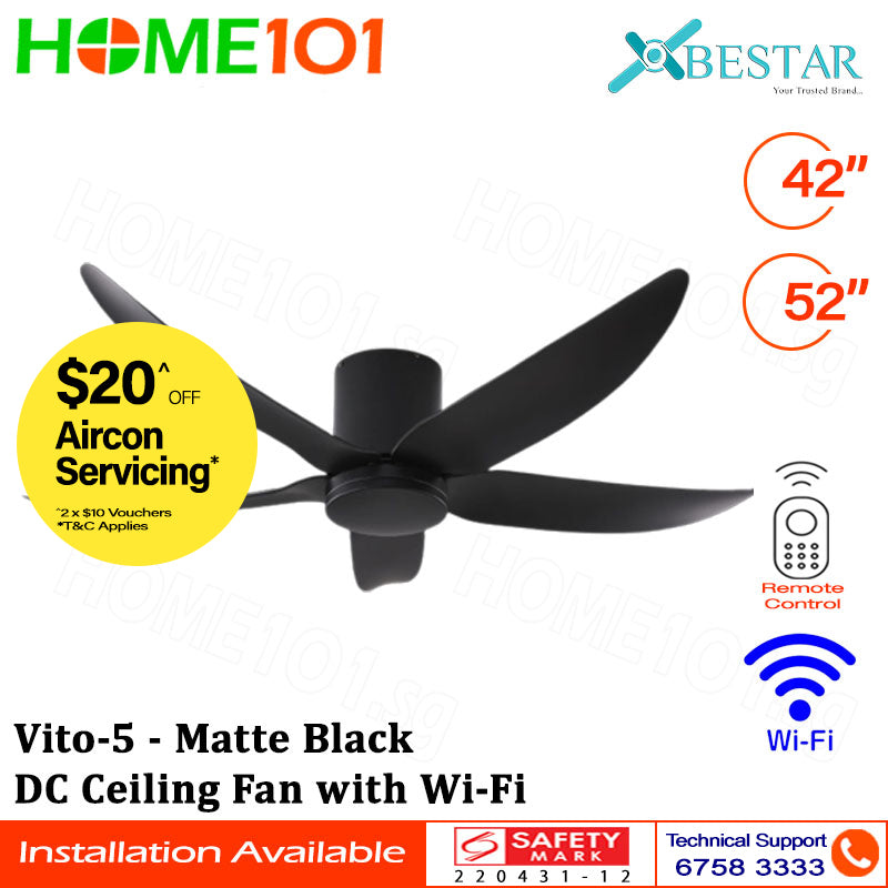 Bestar DC Ceiling Fan with LED Light & Wi-Fi 42"/52" Vito-5