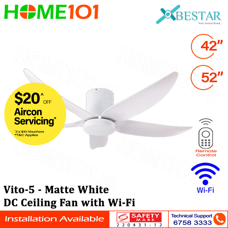 Bestar DC Ceiling Fan with LED Light & Wi-Fi 42"/52" Vito-5