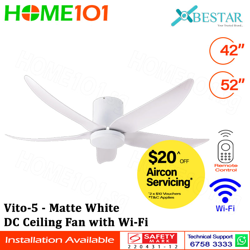 ($1 REPLACEMENT) Bestar DC Ceiling Fan with LED Light & Wi-Fi 42"/52" Vito-5