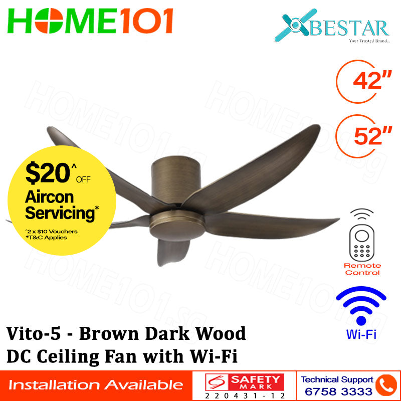 Bestar DC Ceiling Fan with LED Light & Wi-Fi 42"/52" Vito-5