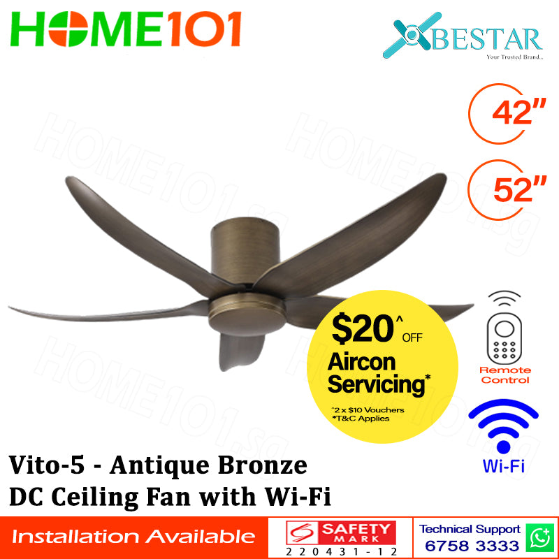 ($1 REPLACEMENT) Bestar DC Ceiling Fan with LED Light & Wi-Fi 42"/52" Vito-5
