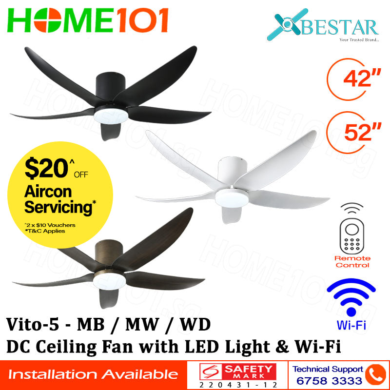 Bestar DC Ceiling Fan with LED Light & Wi-Fi 42"/52" Vito-5