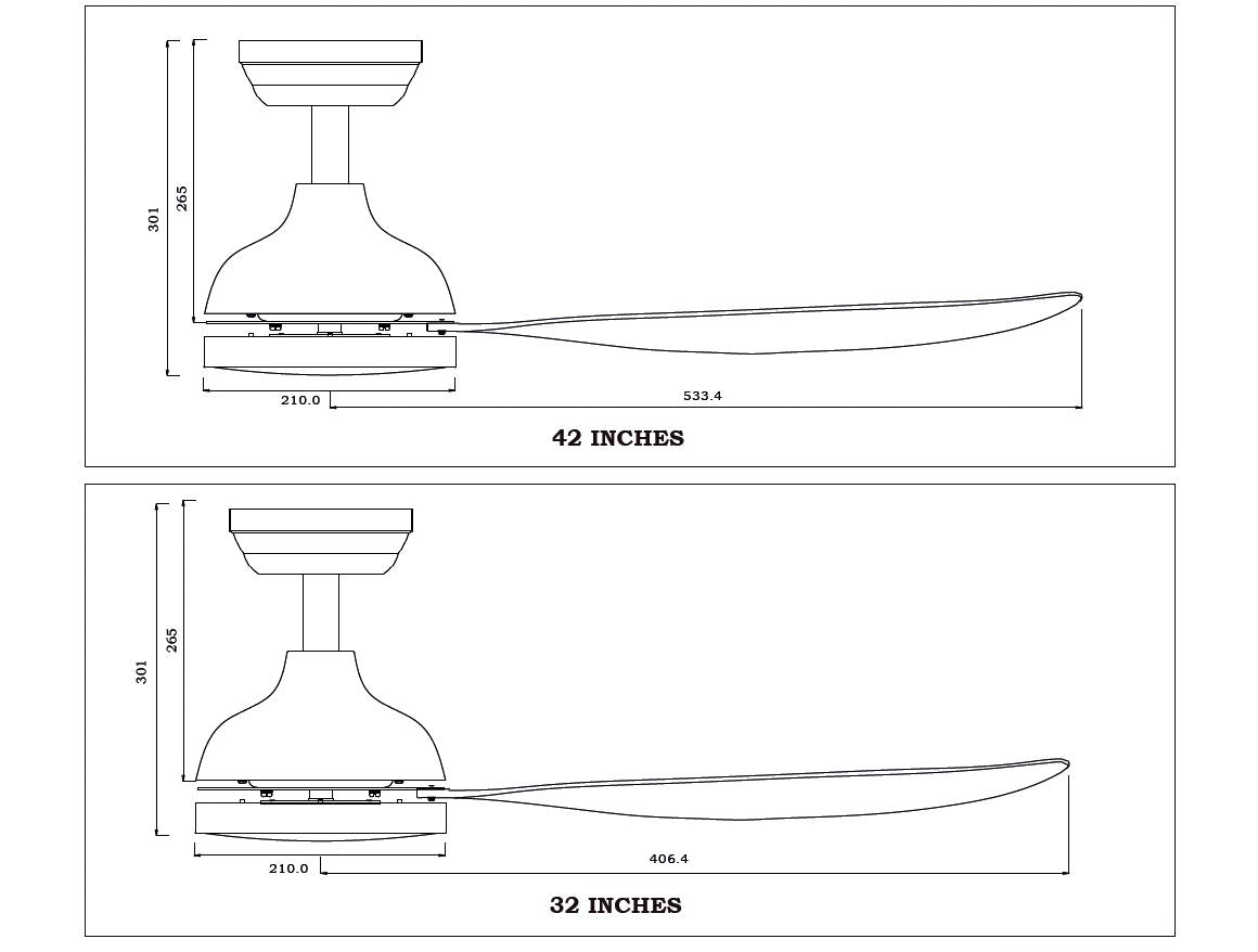 Bestar DC Motor Ceiling Fan with Remote Control & Light 32"/42”/52" Wind