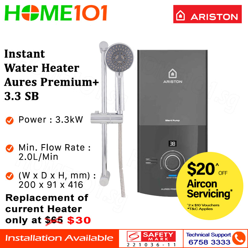 Ariston Instant Water Heater Aures Premium+ 3.3 SB