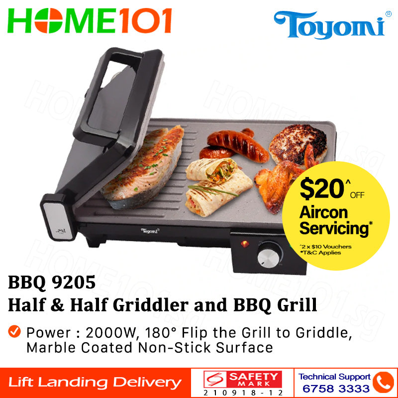 Toyomi Half & Half Griddler and BBQ Grill - BBQ 9205