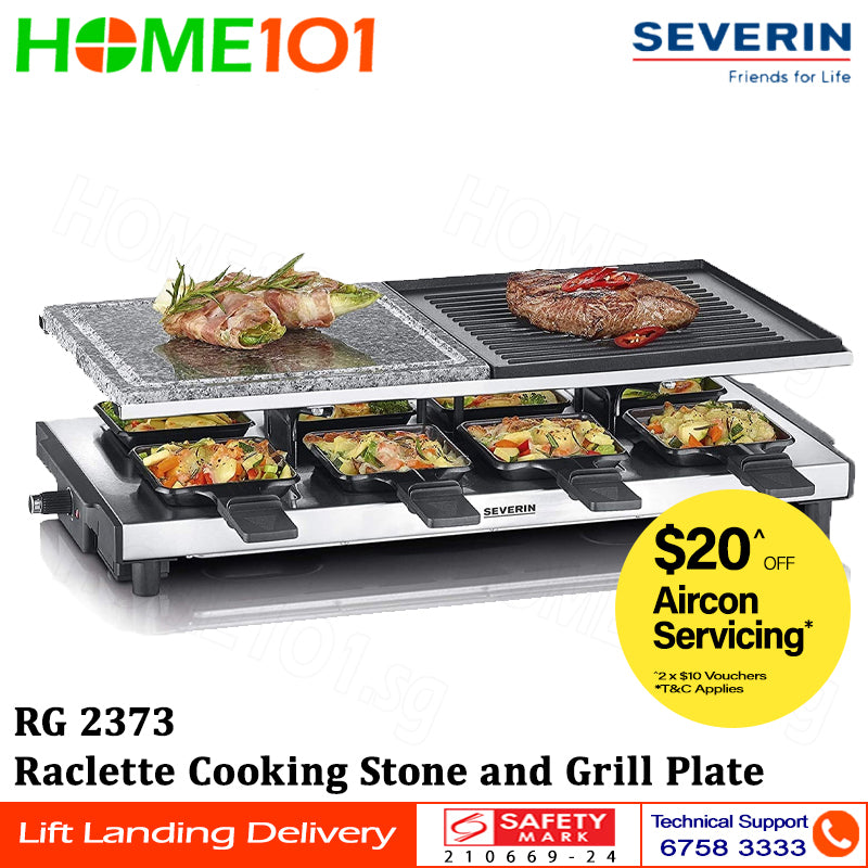 Severin Raclette with Natural Hot Cooking Stone and Grill Plate 1500W RG 2373