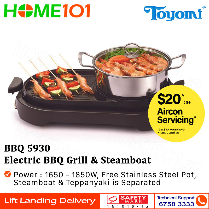 Toyomi Electric BBQ Grill And Steamboat 1850W BBQ 5930