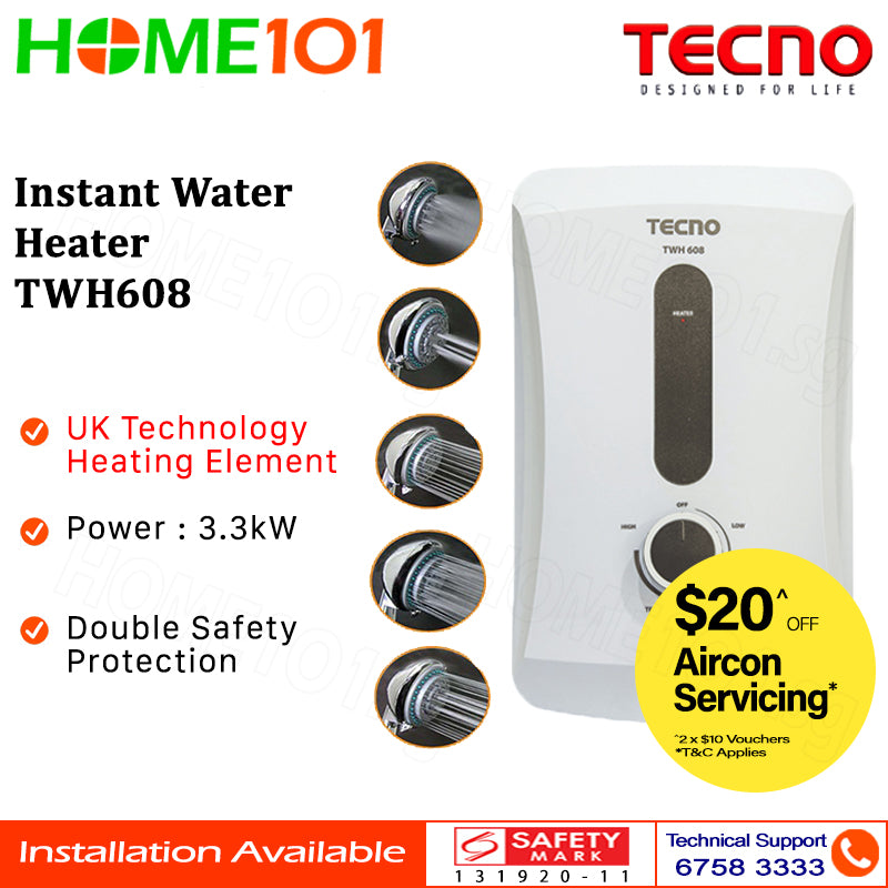 Tecno Electric Instant Shower Heater TWH608