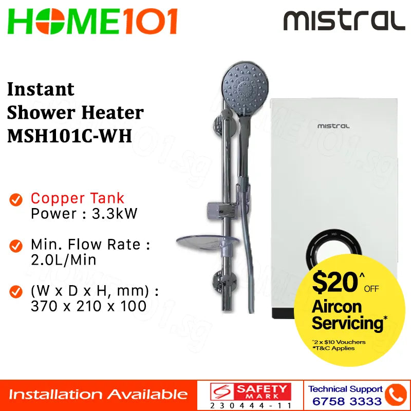 Mistral Instant Shower Heater with Copper Tank MSH101C