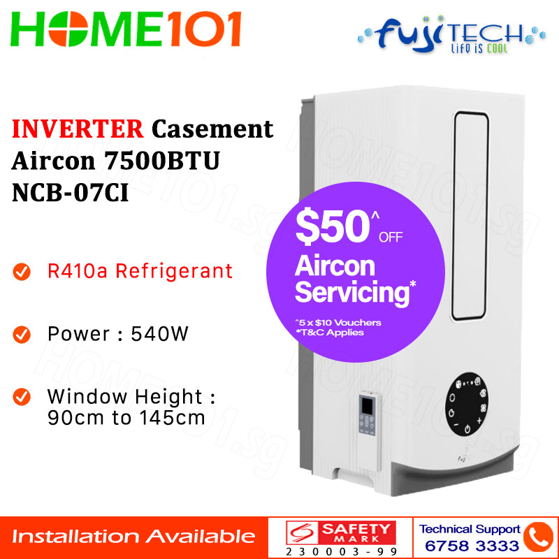 Fujitech Inverter Casement Aircon 7500BTU NCB-07CI