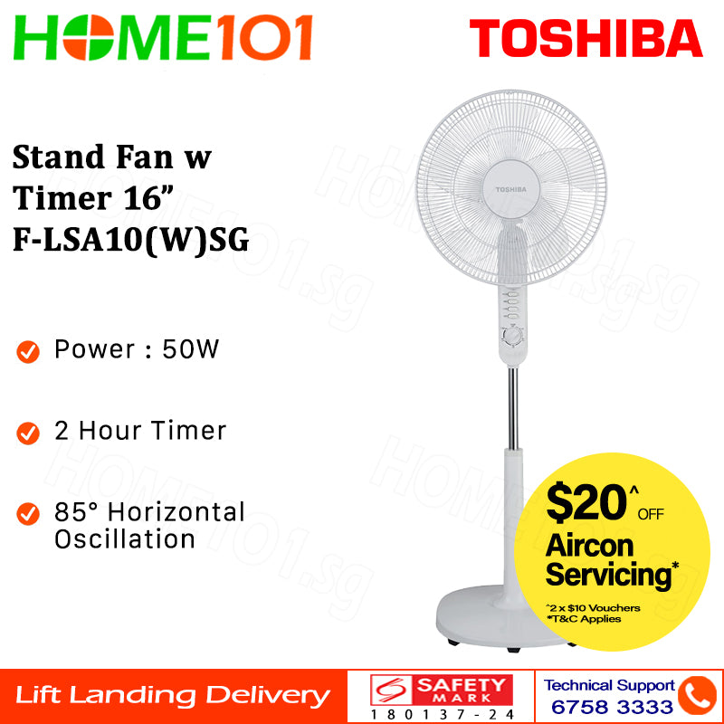 Toshiba 16" Stand Fan with Timer F-LSA10(W)SG
