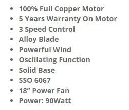 Sona Power Fan 18inch Oscillator stand SSO 6067 | SS06067