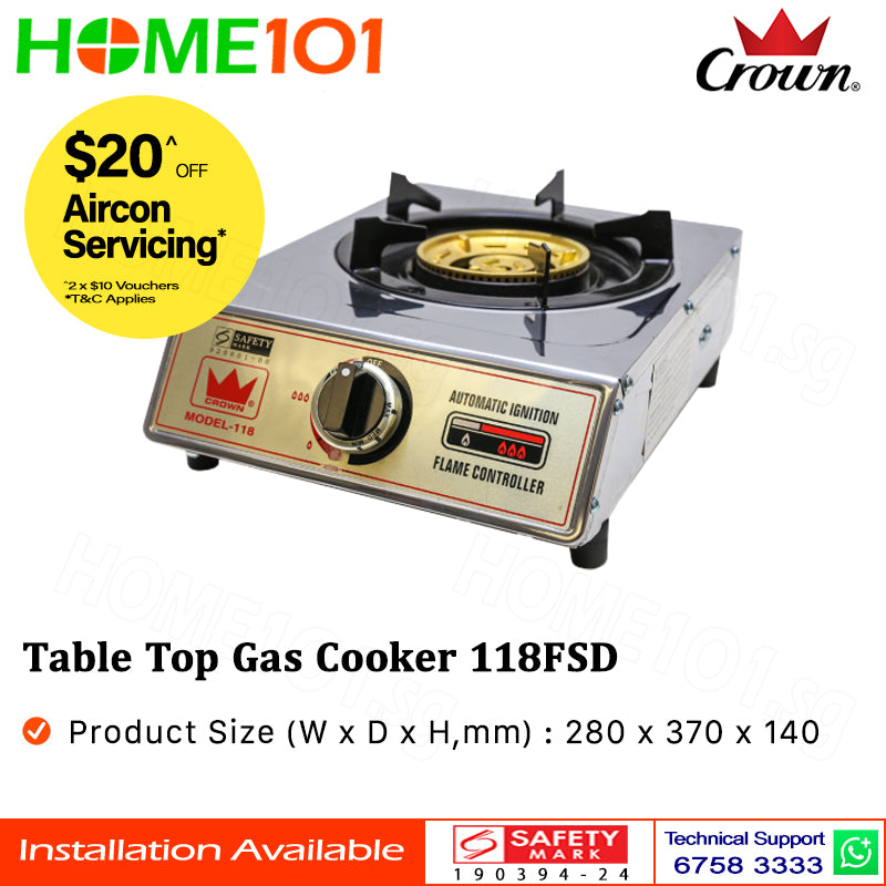 Crown Table Top Single Burner 118FSD LPG/PUB