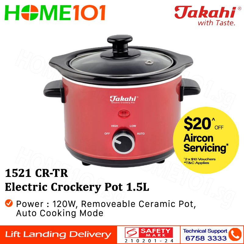 Takahi Electric Crockery Cooker Pot 1.5L 1521 CR-TR