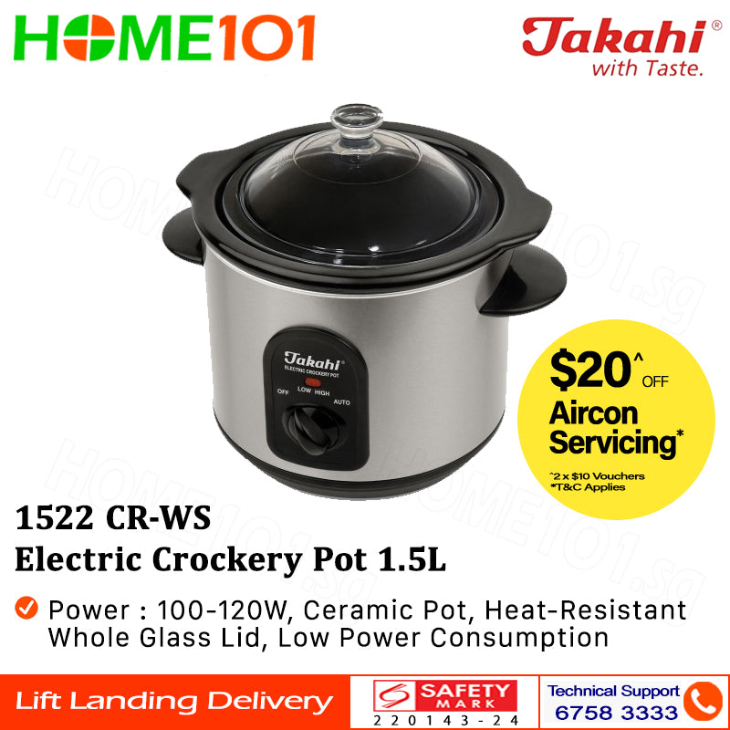 Takahi Electric Crockery Pot 1.5L 1522 CR-WS || 1522 HR-TS