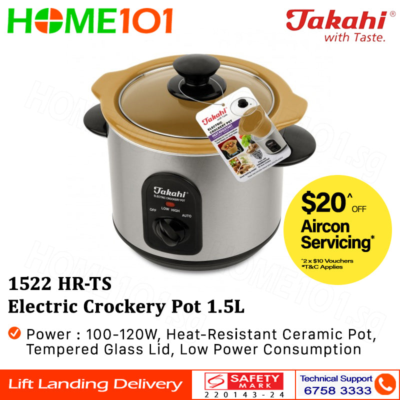 Takahi Electric Crockery Pot 1.5L 1522 CR-WS || 1522 HR-TS