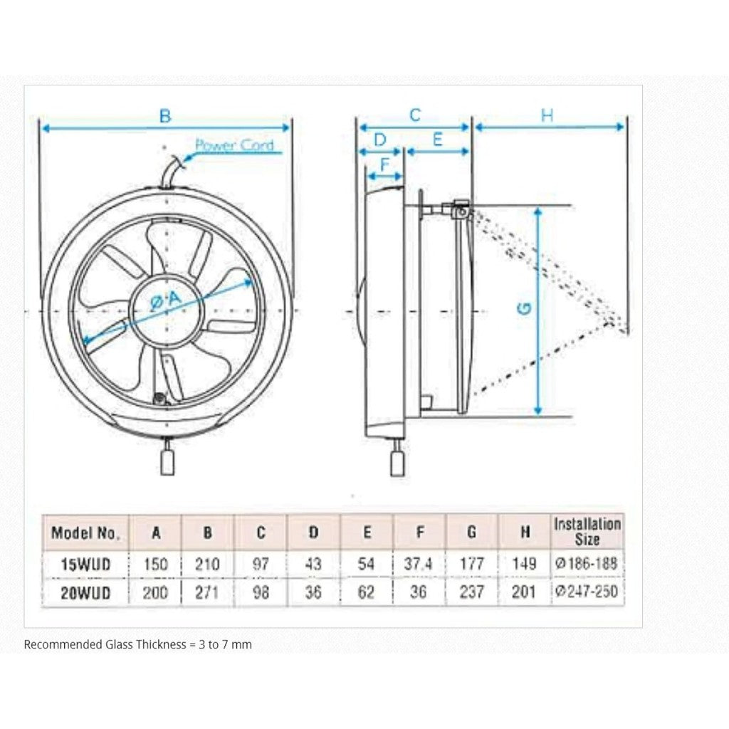 KDK Window Mounted Ventilating Fan 15cm 15WUD
