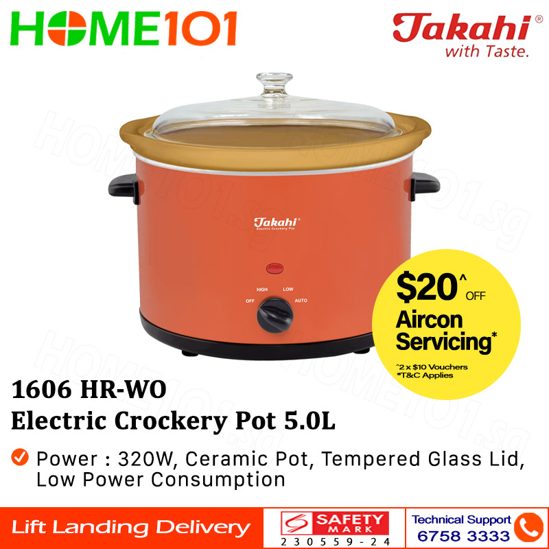 Takahi Electric Crockery Cooker Pot 1.5 - 5.0L 1525 HR-WO || 3525 HR-WO || 1606 HR-WO