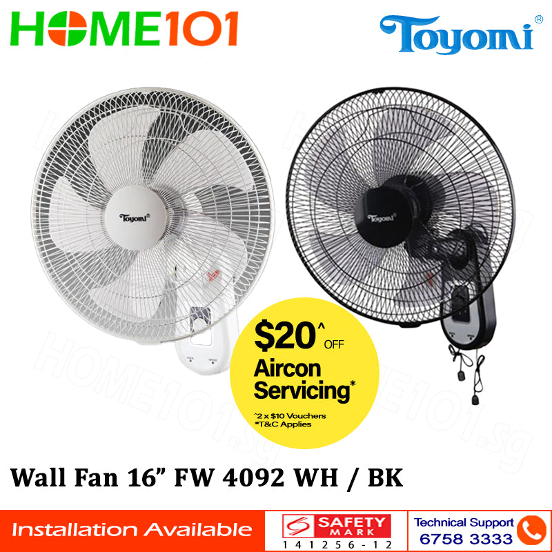 Toyomi Wall Fan with Pull String 16" FW 4092