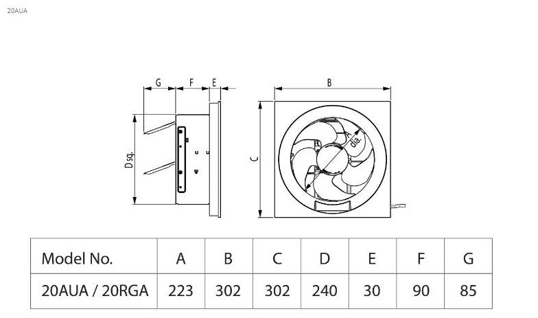 KDK Wall Mount Ventilating Fan 20-30cm 20AUA / 25AUA / 30AUA