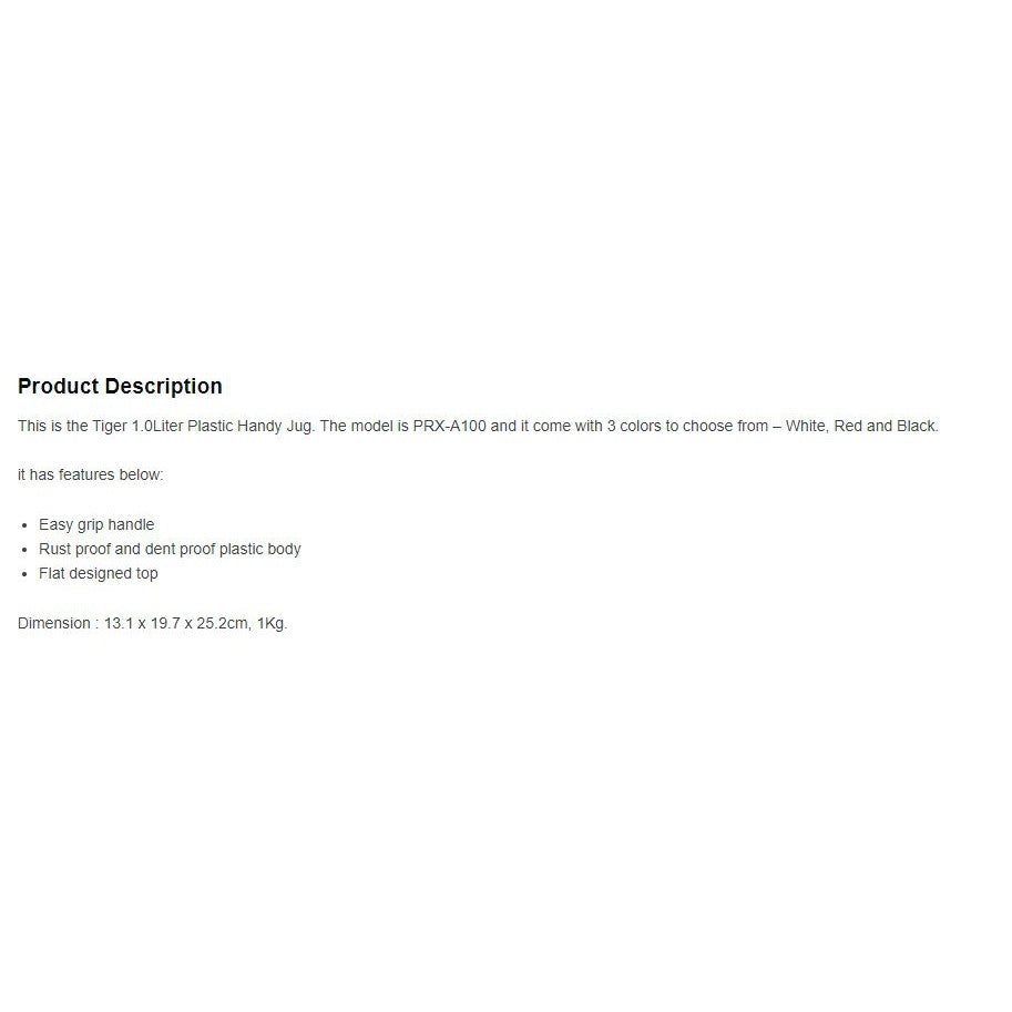 Tiger Handy Vacuum Jug 1.0L PRX-A100 Red