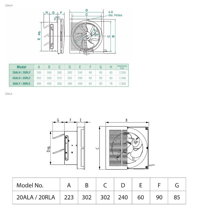 KDK Wall Mount Ventilating Fan 25cm 25ALA