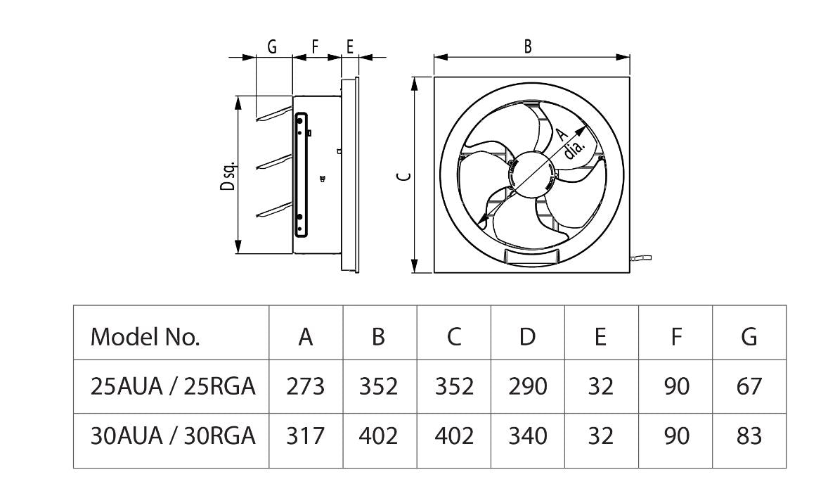 KDK Wall Mount Ventilating Fan 20-30cm 20AUA / 25AUA / 30AUA