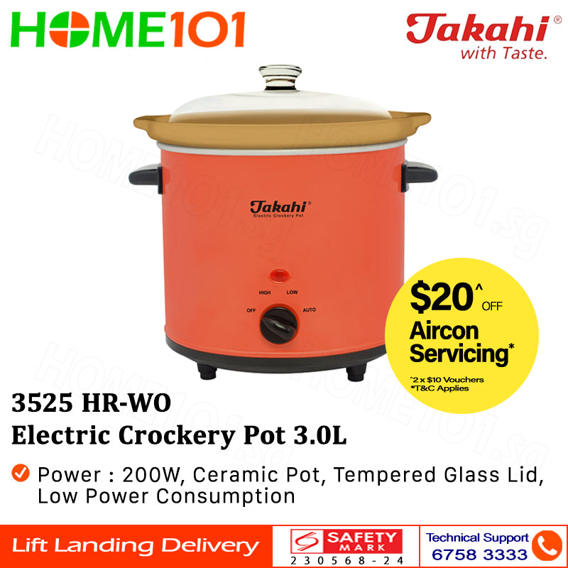 Takahi Electric Crockery Cooker Pot 1.5 - 5.0L 1525 HR-WO || 3525 HR-WO || 1606 HR-WO