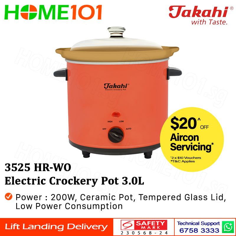 Takahi Electric Crockery Pot 3.0L 3525 HR-WO