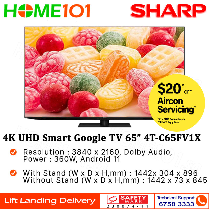 Sharp 4K UHD Smart Google TV 65" 4T-C65FV1X