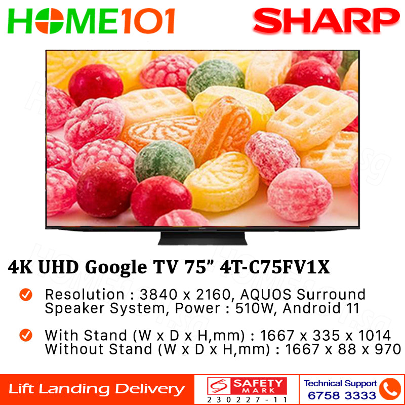 Sharp 4K UHD Smart Google TV 75" 4T-C75FV1X