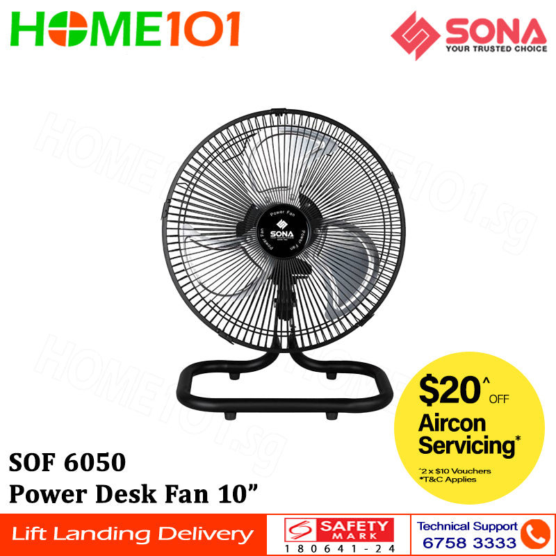 Sona Power Desk Fan 10" SOF 6050