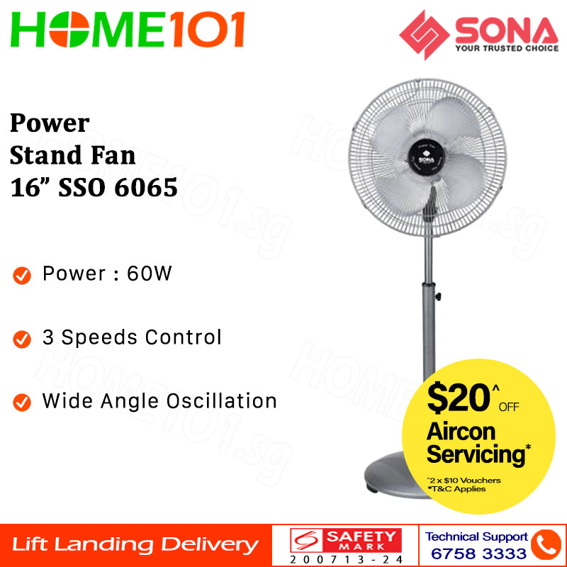 Sona Power Stand Fan 16" SSO 6065