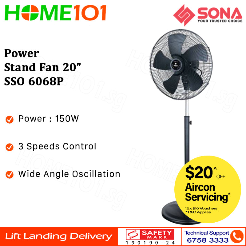 Sona Power Stand Fan 20 Inch SSO 6068P