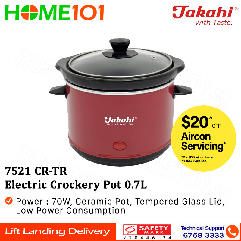 Takahi Electric Crockery Pot 0.7L 7521 CR-TR