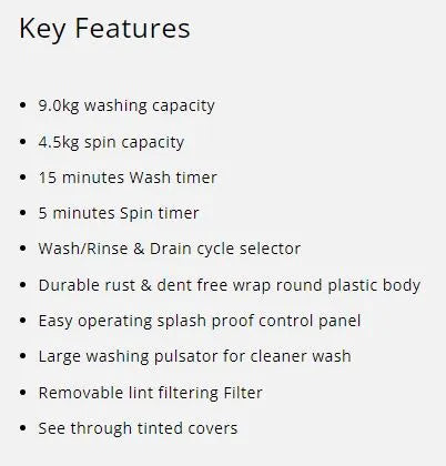 Tecno Top Load Semi- Automatic Washer (9kg) TWS 9090 | TWS9090