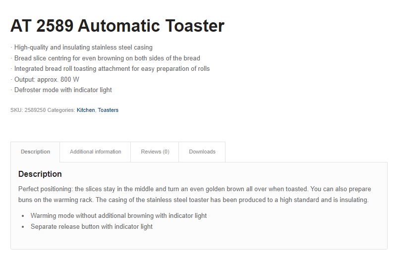 Severin Stainless Steel Automatic Toaster 800W AT 2589