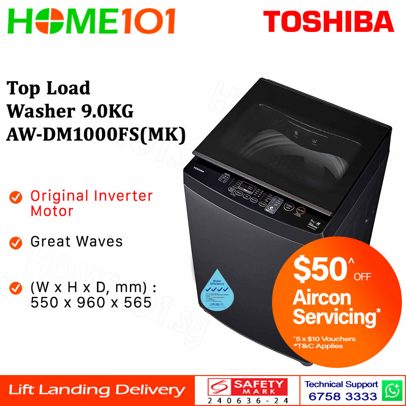 Toshiba Top Load Washer 9.0KG AW-DM1000FS(MK)