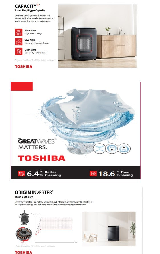 Toshiba Top Load Washer 9.0KG AW-DM1000FS(MK)