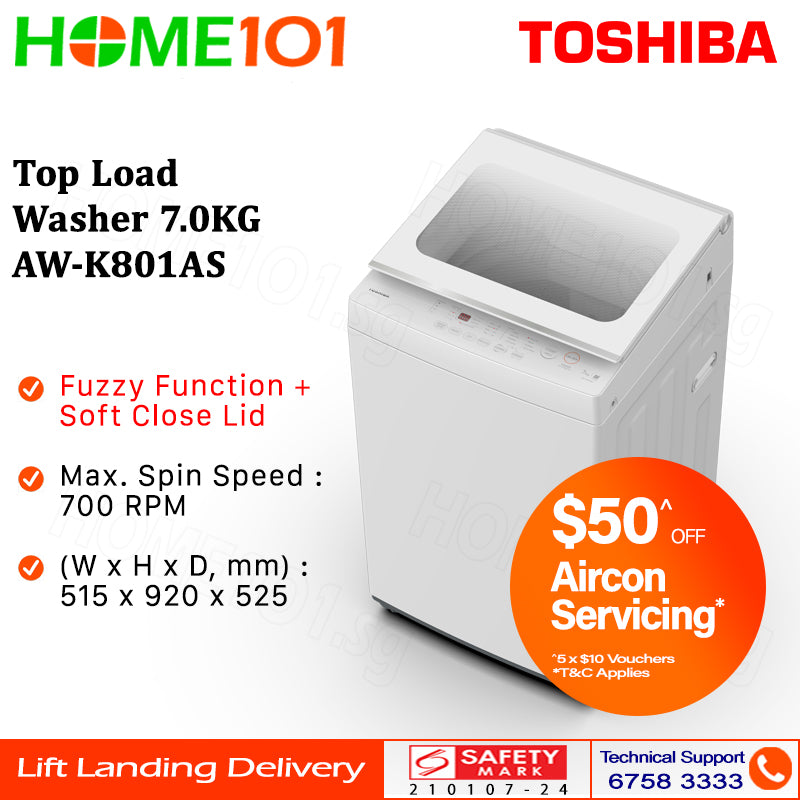 Toshiba Top Load Washing Machine 7.0KG AW-K801AS