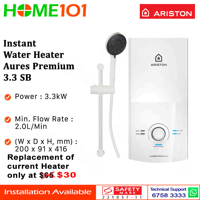 Ariston Instant Water Heater Aures Premium 3.3 SB
