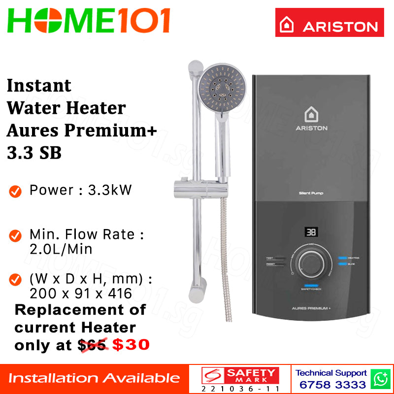 Ariston Instant Water Heater Aures Premium+ 3.3 SB