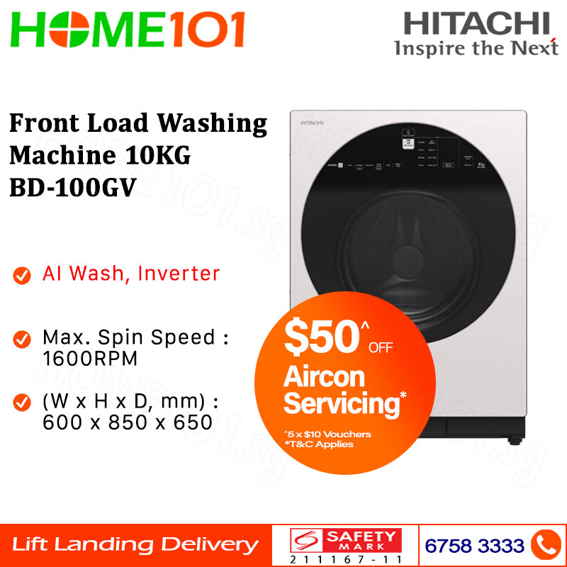 Hitachi Front Load Washer (10kg) BD-100GV