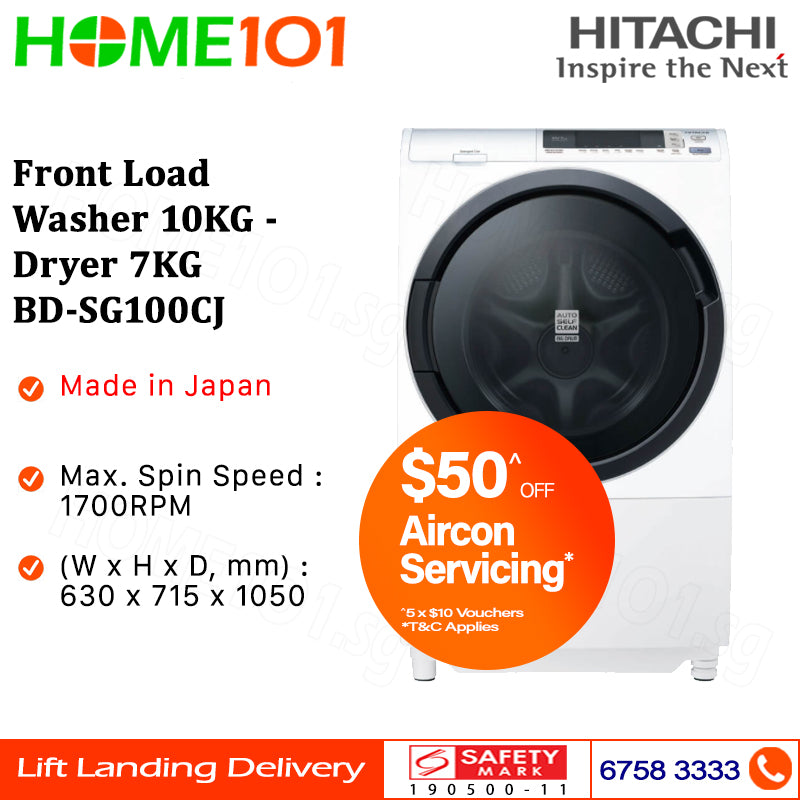 Hitachi Front Load Washer With Dryer (10/7kg) BD-SG100CJ