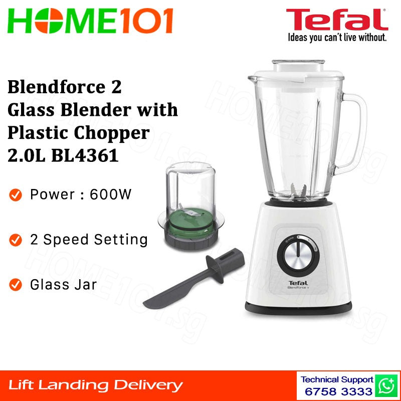 Tefal Blendforce 2 Glass Blender w Plastic Chopper 2L BL4361