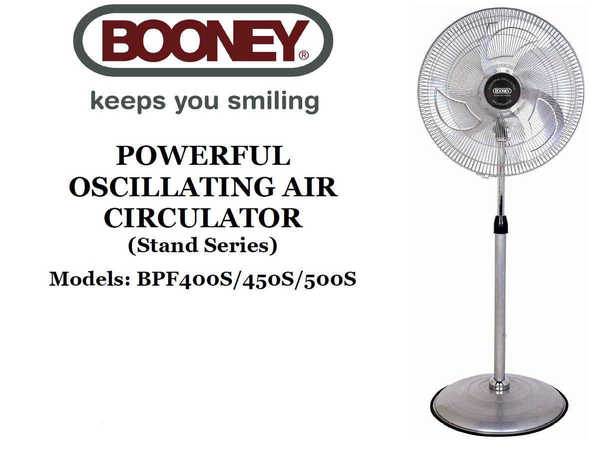 Booney Powerful Oscillating Air Circulator (Stand Fan) 16 - 20 Inch BPF400S || BPF450S || BPF500S