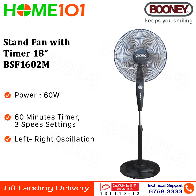 Booney Stand Fan with Timer 16 Inch BSF1602M