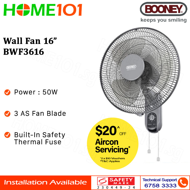 Booney Wall Fan 16" BWF3616